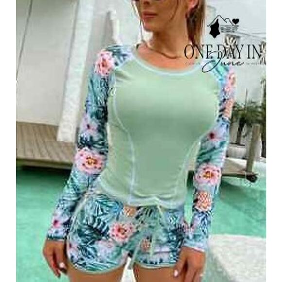 CharmLeaks Rashgaurd Boyshort Bikini Swimsuit Size XL - Picture 1 of 4